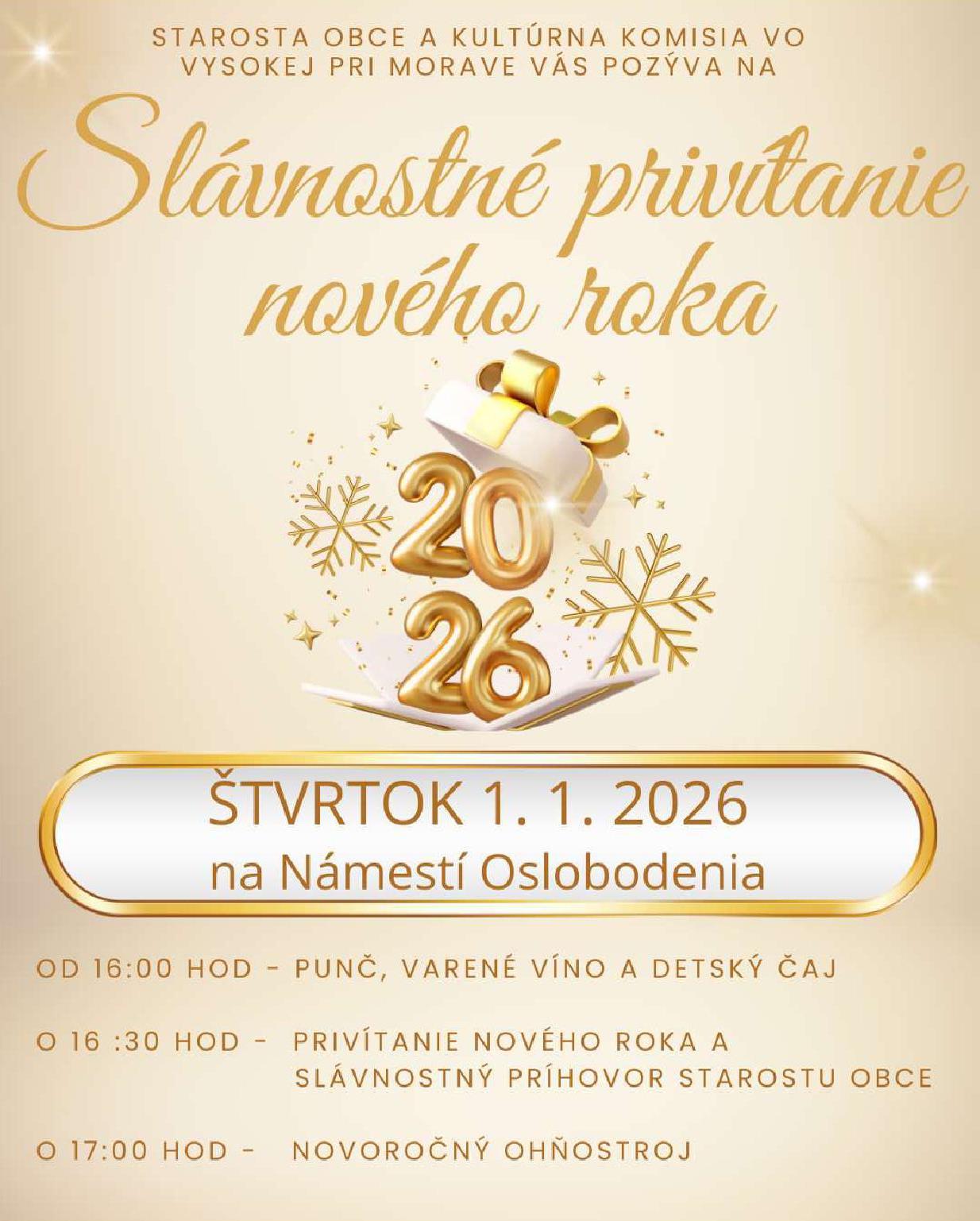 Slávnostné privítanenie Nového roka 2026