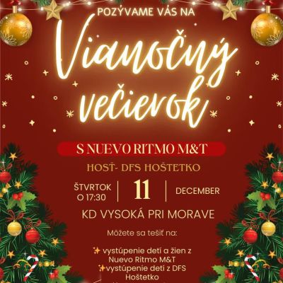 Pozvánka na Vianočný večierok NUEVORITMO M&T a hosťom DFS Hoštetko