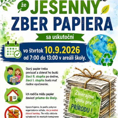 Jesenný zber papiera 10.9.2026