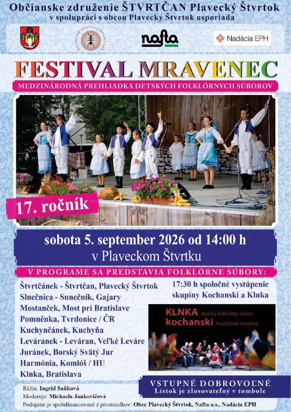 FESTIVAL MRAVENEC 5.9.2026 PLAVECKÝ ŠTVRTOK