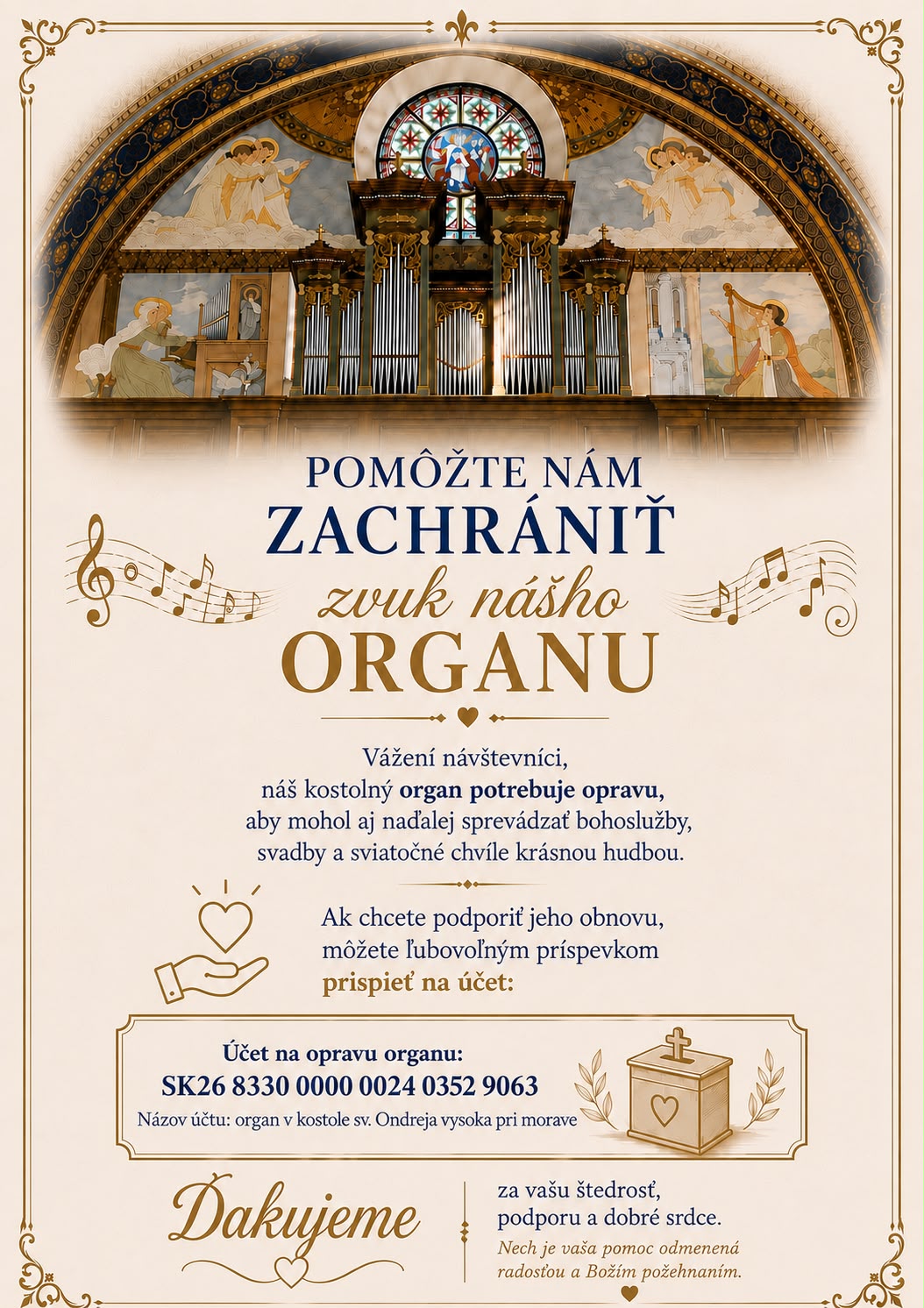 Pomôže nám zachrániť zvuk nášho organu - ZBIERKA