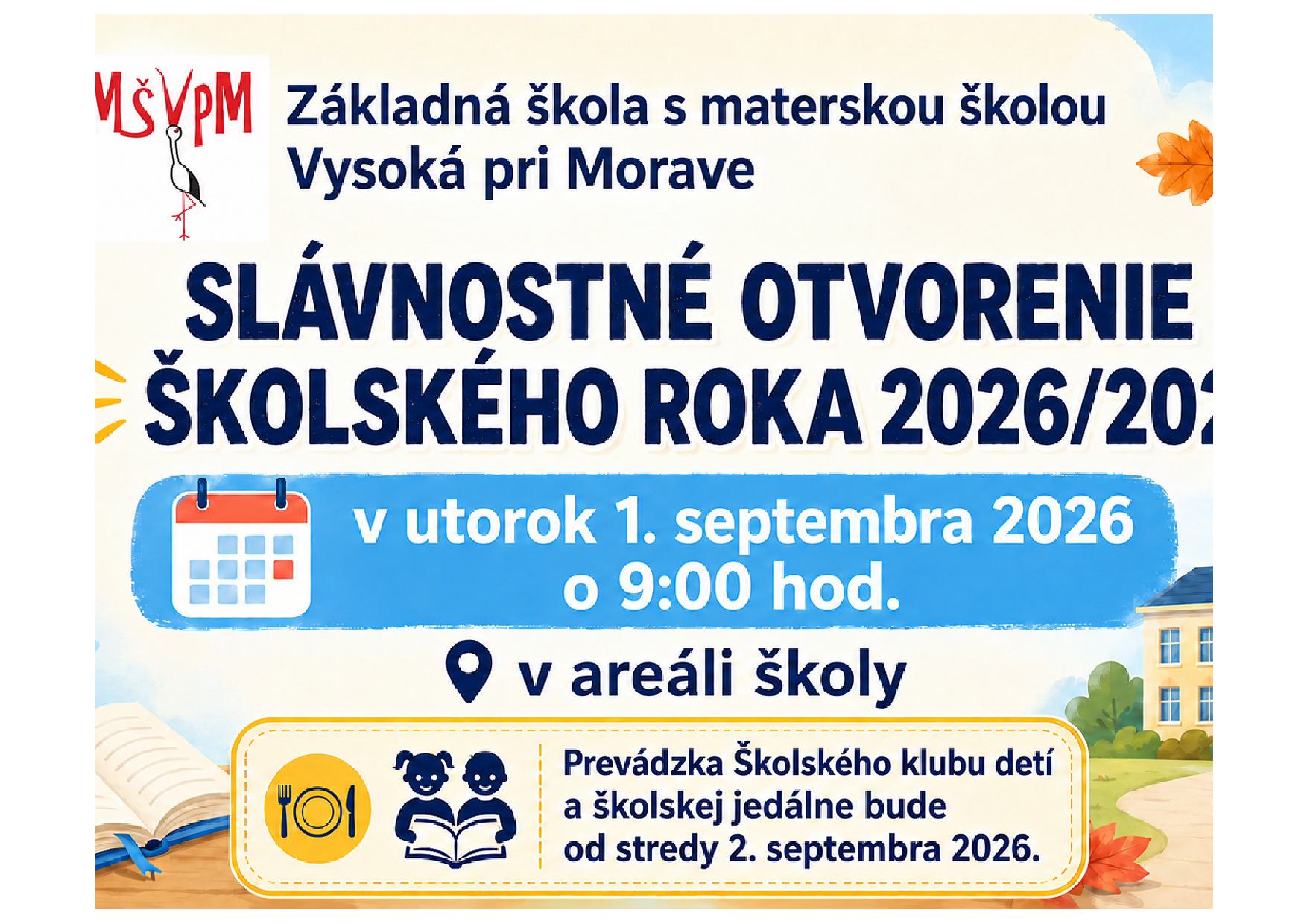 Slávnostné otvorenie školského roka 2026/2027
